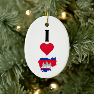 I Liebe Cambodia Vertical I Heart Country Flag Kar Keramik Ornament