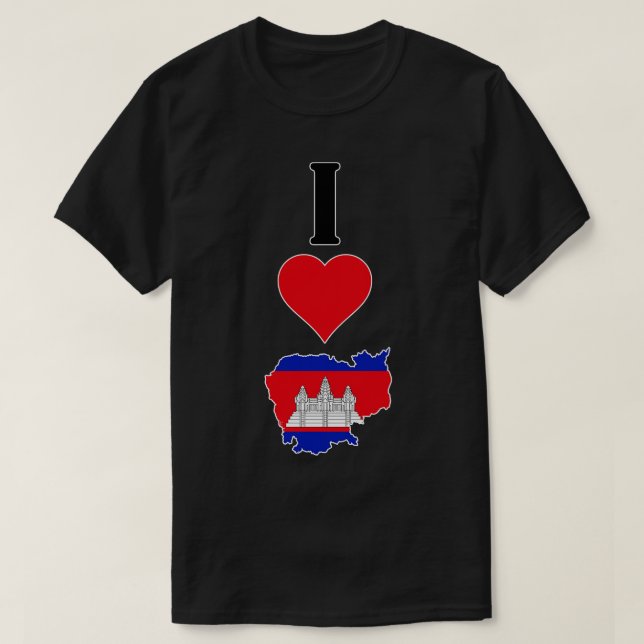 I Liebe Cambodia Vertical I Heart Country Flag Kar T-Shirt (Design vorne)