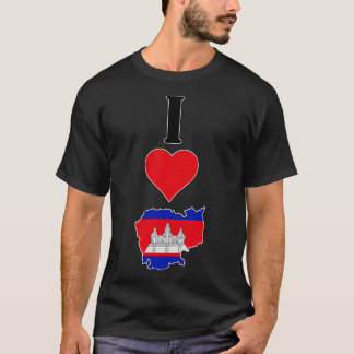 I Liebe Cambodia Vertical I Heart Country Flag Kar T-Shirt