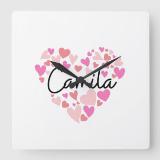 I Liebe Camila Quadratische Wanduhr