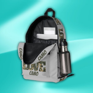 I Liebe Camouflage Green Brown   Bedruckter Rucksack