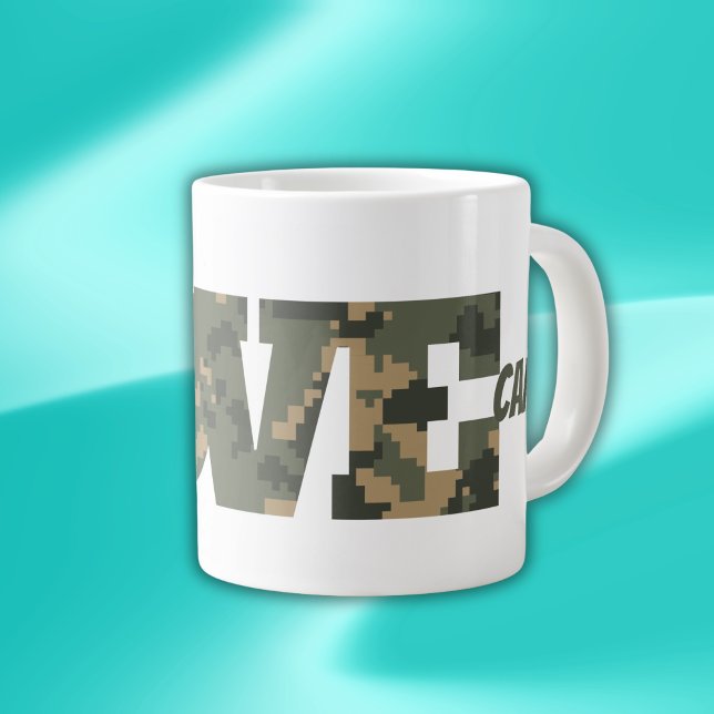 I Liebe Camouflage Green Brown | Jumbo-Tasse (Von Creator hochgeladen)