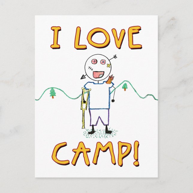 I Liebe Camp - Funny Kids Summer Camp Zeichnend Postkarte (Vorderseite)