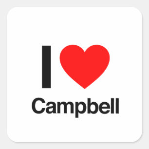 i Liebe Campbell Quadratischer Aufkleber