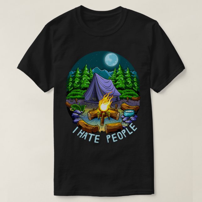 I Liebe Camping ich Hasse Menschen Außerhalb Funny T-Shirt (Design vorne)