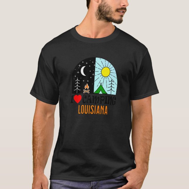 I Liebe Camping Louisiana Amerika Außenbereich Nat T-Shirt (Vorderseite)
