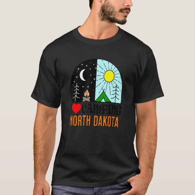 I Liebe Camping Nord-Dakota Amerika Außenbereich N T-Shirt (Vorderseite)