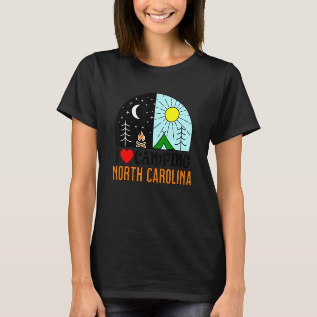 I Liebe Camping North Carolina Amerika Außenbereic T-Shirt (Vorderseite)