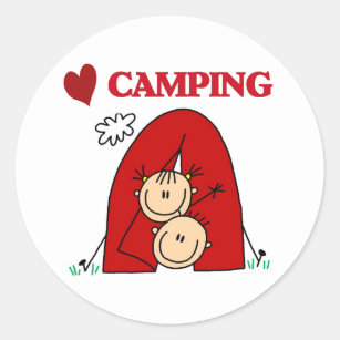 I Liebe-Camping Runder Aufkleber