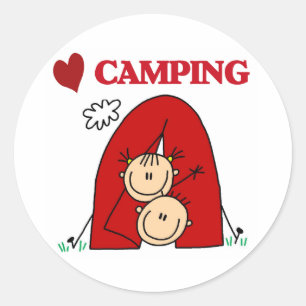 I LIEBE CAMPING RUNDER AUFKLEBER
