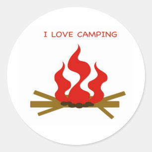 I LIEBE CAMPING RUNDER AUFKLEBER