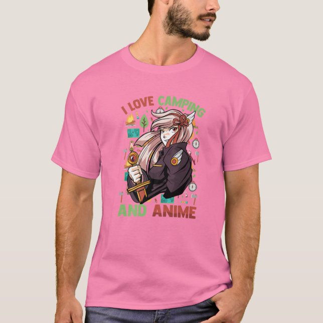 I Liebe Camping und Anime - Kawaii Niedlich - Mang T-Shirt (Vorderseite)