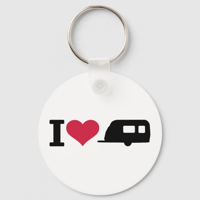 I Liebe Camping - Wohnwagen Schlüsselanhänger (Vorderseite)