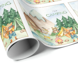 I Liebe Camping Woodland Animal Kids Aquarell Geschenkpapier