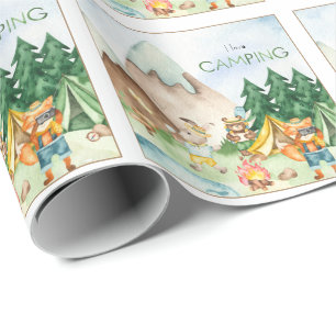 I Liebe Camping Woodland Animal Kids Aquarell Geschenkpapier