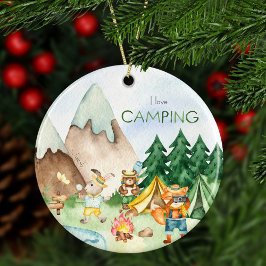 I Liebe Camping Woodland Animal Kids Weihnachten Keramik Ornament