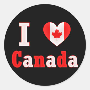 I Liebe Canada Maple Leaf Heart Runder Aufkleber