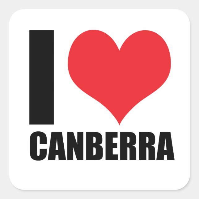 I Liebe Canberra Quadratischer Aufkleber (Vorderseite)