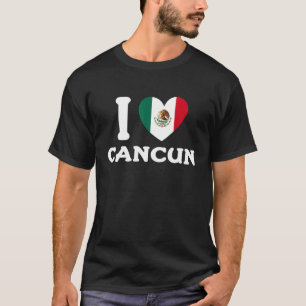 I Liebe Cancun Herz Mexiko Flagge T-Shirt