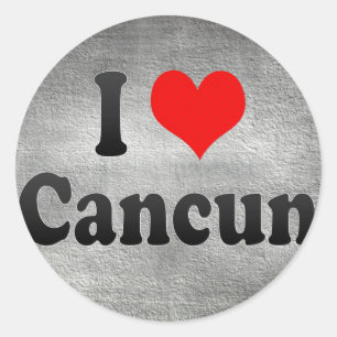 I Liebe Cancun, Mexiko Runder Aufkleber