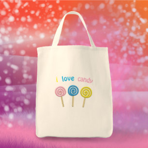 I Liebe Candy niedliche bunt 3D Lollipop Tragetasche