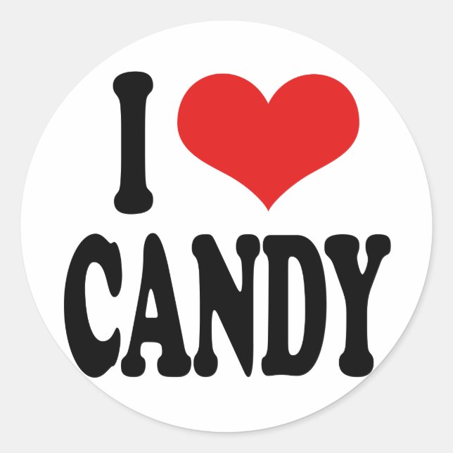 I Liebe Candy" Runder Aufkleber (Vorderseite)