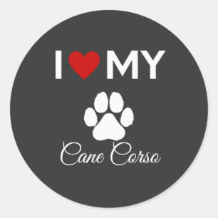 I Liebe Cane Corso individuelle Name Runder Aufkleber