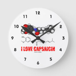 I Liebe Capsaicin (chemisches Molekül) Runde Wanduhr