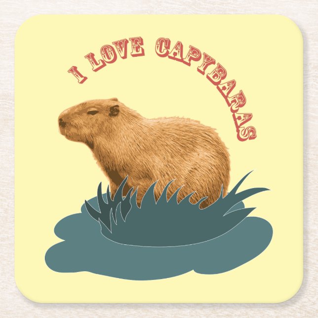 I Liebe Capybaras Rechteckiger Pappuntersetzer (Vorderseite)