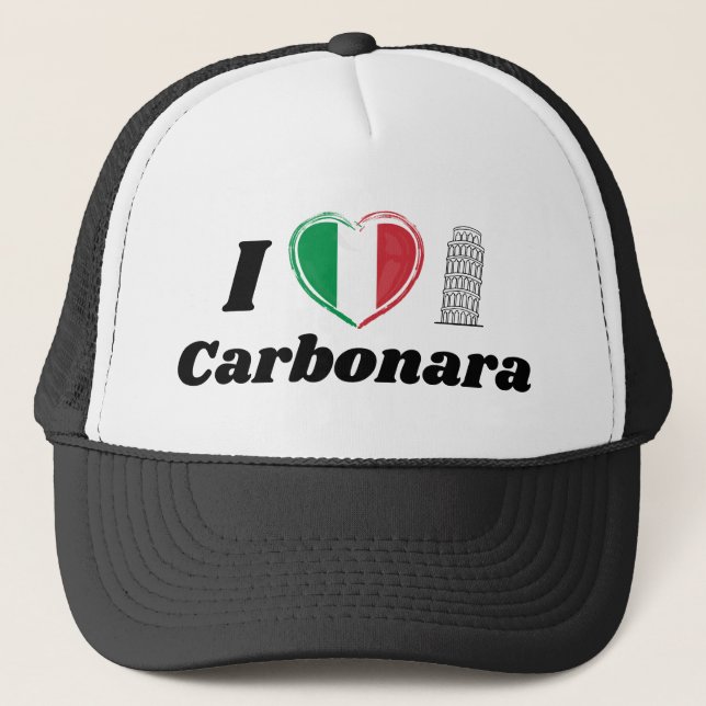 I Liebe Carbonara Italian Heart Flag Trucker Hat Truckerkappe (Vorderseite)