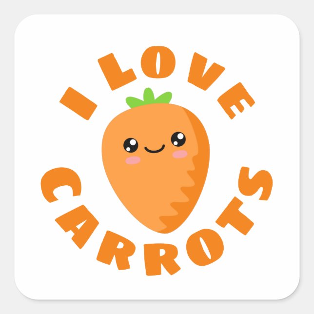 I Liebe Carrots Quadratischer Aufkleber (Vorderseite)