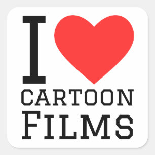 I Liebe Cartoon Filme Quadratischer Aufkleber