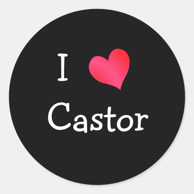 I Liebe Castor Runder Aufkleber (Vorderseite)