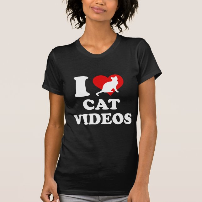 I Liebe Cat Videos T-Shirt (Vorderseite)