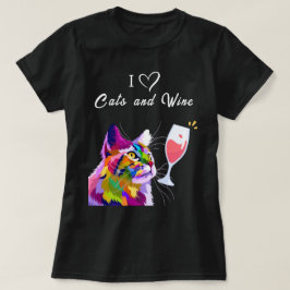 I Liebe Cats and Wine Moderner Pop Kunst, Dichtung T-Shirt