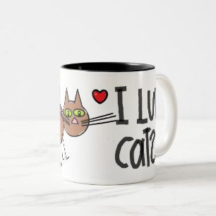 I LIEBE CATS CARTOON CAT TASSE