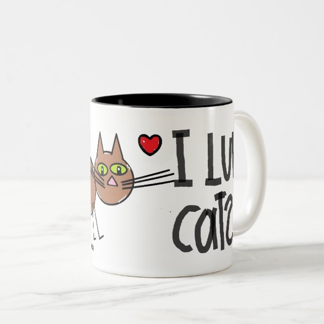 I LIEBE CATS CARTOON CAT TASSE (VorderseiteRechts)