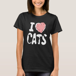 I Liebe Cats Fluffy Furry Heart Pet Feline Cat T-Shirt