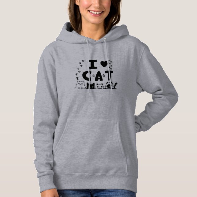 I Liebe Cats Hoodie - Niedliche Geschenke für Katz (Vorderseite)