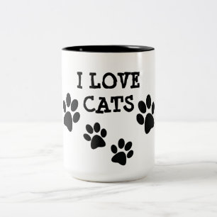 I Liebe Cats Pawprints Design Coffee Tasse