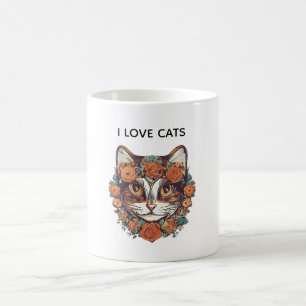 I LIEBE CATS PHANTASTISCH ART KATZLOVERDESIGN KAFFEETASSE