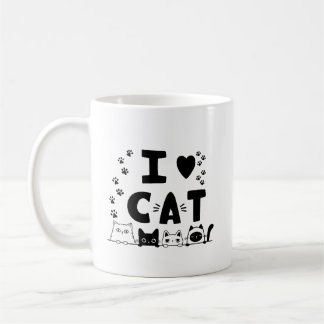 I Liebe Cats Tasse - Niedlicher Cat Print Coffee C