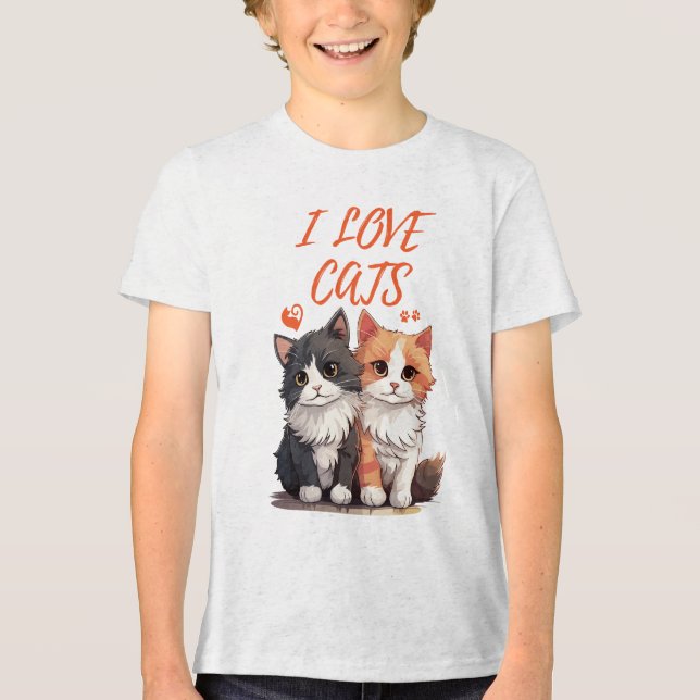 I LIEBE CATS Tri-Blend SHIRT (Vorderseite)