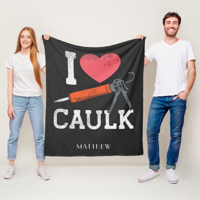 I Liebe Caulking Bauarbeiter Personalisiert Fleecedecke (Beispiel)