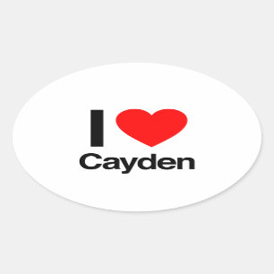 i Liebe Cayden Ovaler Aufkleber