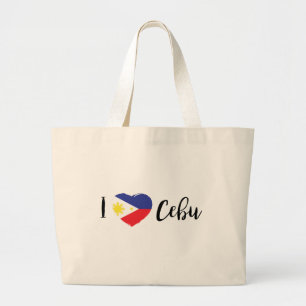 I Liebe Cebu mit Philippinen-Flaggen-Herzen Jumbo Stoffbeutel