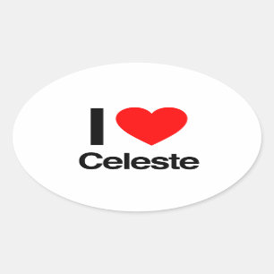 i Liebe celeste Ovaler Aufkleber