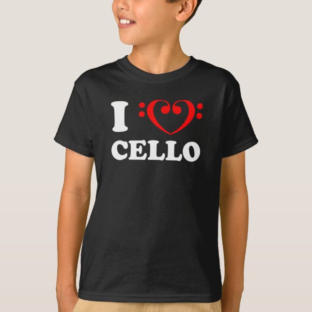 I Liebe Cello Bass Clef T-Shirt (Vorderseite)
