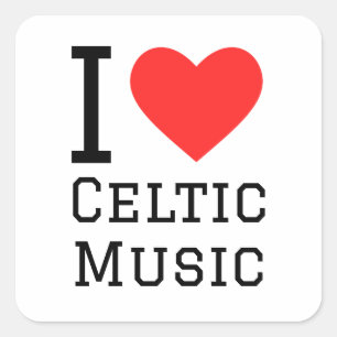 I Liebe Celtic music Quadratischer Aufkleber