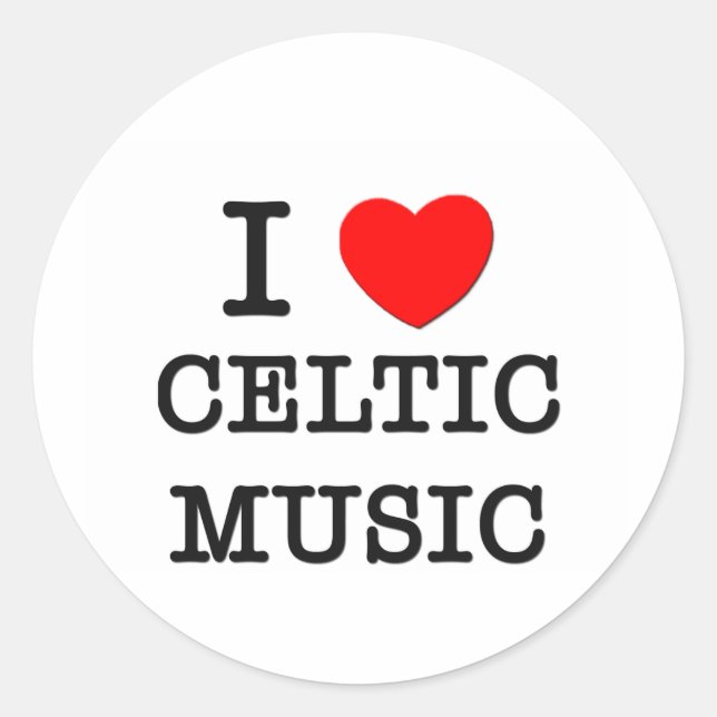 I Liebe Celtic Music Runder Aufkleber (Vorderseite)